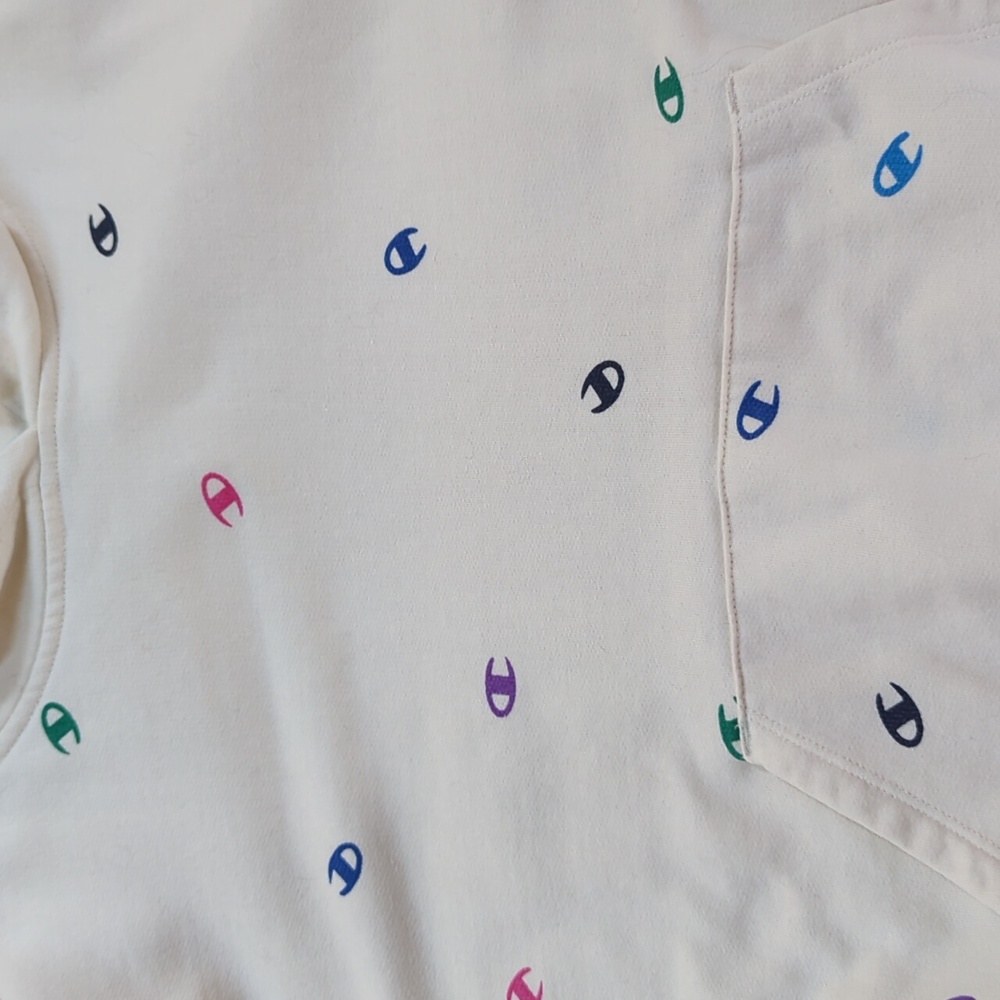 Champion, multicolor logo cream Color hoodie, SM - Picture 7 of 8
